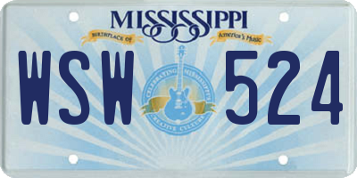 MS license plate WSW524