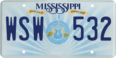 MS license plate WSW532