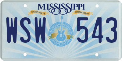 MS license plate WSW543