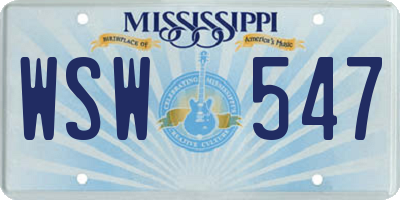 MS license plate WSW547