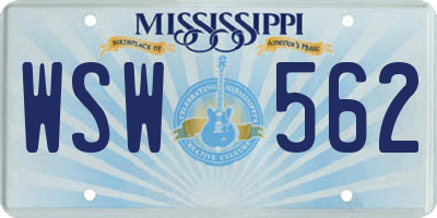 MS license plate WSW562