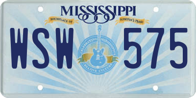MS license plate WSW575