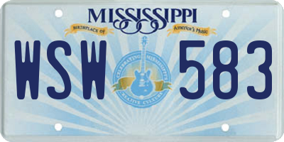 MS license plate WSW583