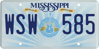 MS license plate WSW585