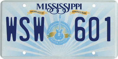 MS license plate WSW601