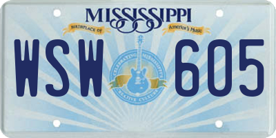 MS license plate WSW605