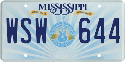 MS license plate WSW644