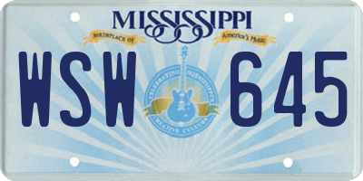 MS license plate WSW645