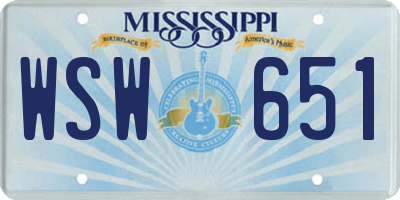 MS license plate WSW651
