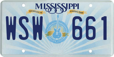 MS license plate WSW661