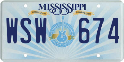 MS license plate WSW674