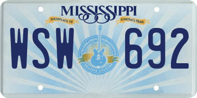 MS license plate WSW692