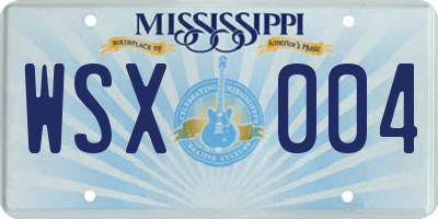 MS license plate WSX004