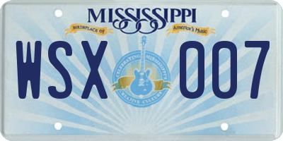 MS license plate WSX007