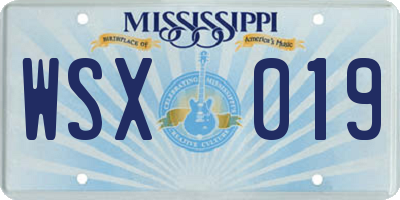MS license plate WSX019