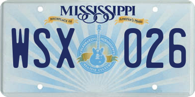 MS license plate WSX026