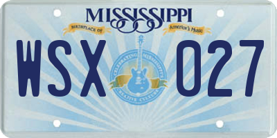 MS license plate WSX027
