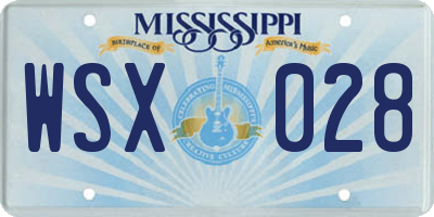 MS license plate WSX028