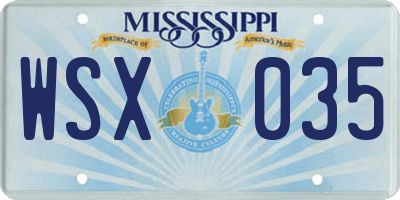 MS license plate WSX035