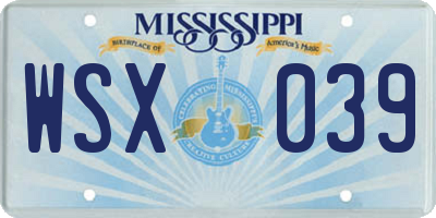 MS license plate WSX039