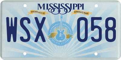 MS license plate WSX058