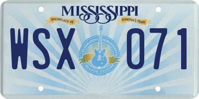 MS license plate WSX071