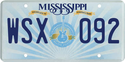 MS license plate WSX092