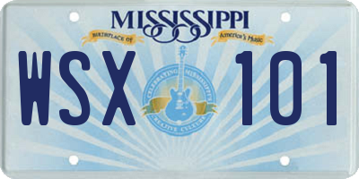 MS license plate WSX101