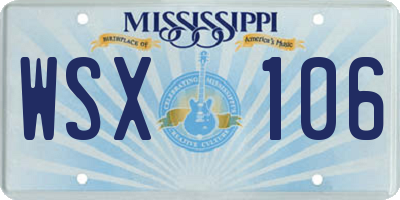 MS license plate WSX106