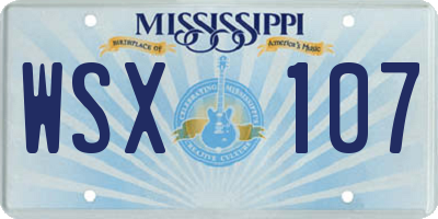 MS license plate WSX107