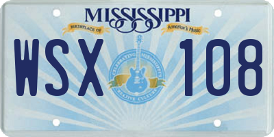 MS license plate WSX108