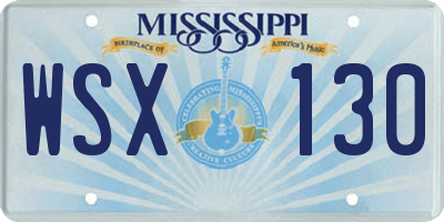 MS license plate WSX130