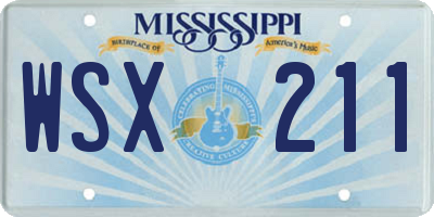 MS license plate WSX211