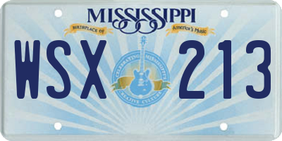 MS license plate WSX213