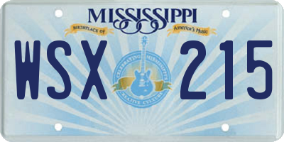 MS license plate WSX215