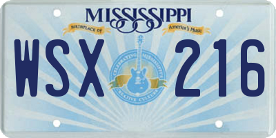 MS license plate WSX216