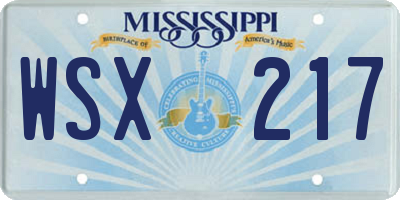 MS license plate WSX217