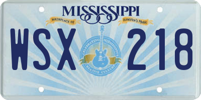 MS license plate WSX218