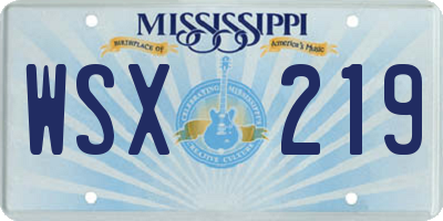 MS license plate WSX219