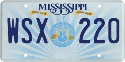MS license plate WSX220