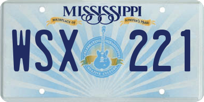 MS license plate WSX221