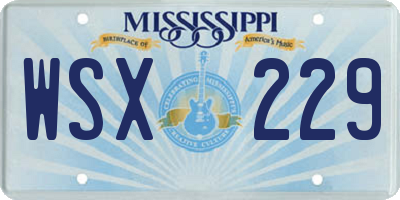 MS license plate WSX229