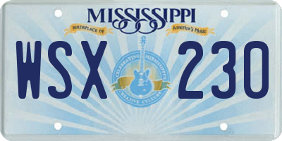 MS license plate WSX230
