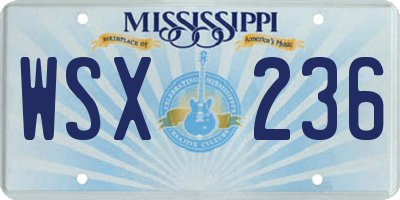 MS license plate WSX236