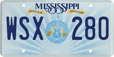 MS license plate WSX280