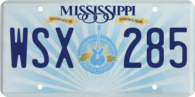 MS license plate WSX285