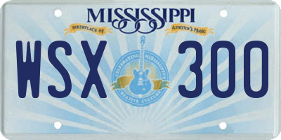 MS license plate WSX300