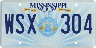 MS license plate WSX304