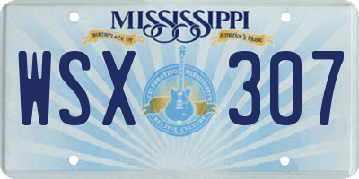 MS license plate WSX307