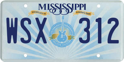 MS license plate WSX312